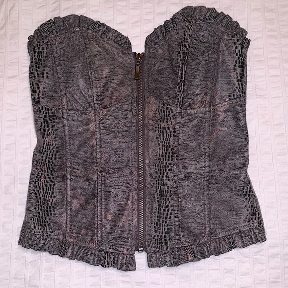 Snake python print zip up bustier top 💗 - Picture 1 of 9